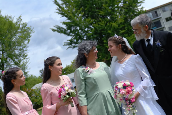 Bride with family